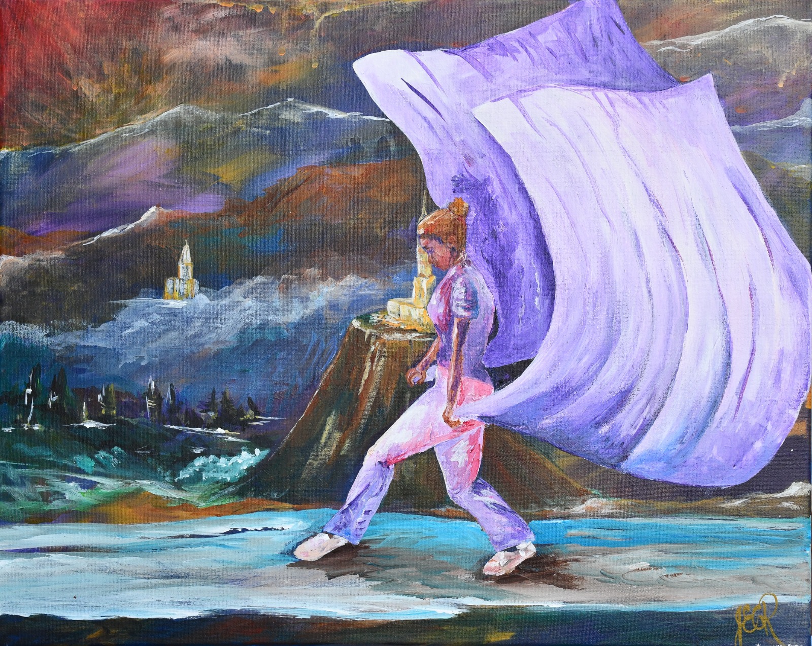 Woman and Mountains